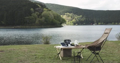 Camping equipment in nature Stock Footage 163000922