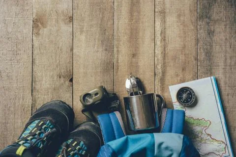 Camping Equipment Set Stock Photos