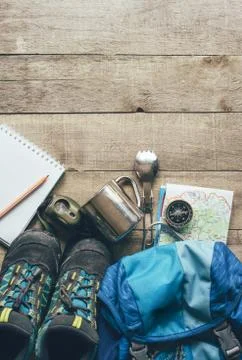 Camping Equipment Set Stock Photos