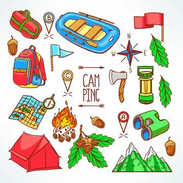 Camping equipments Stock Illustration