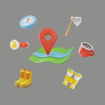 Camping essentials gear 3D icon vector illustration Stockillustratie