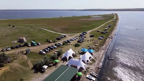 Camping at the Estuary. Summer Vacation. Video stock 135052593