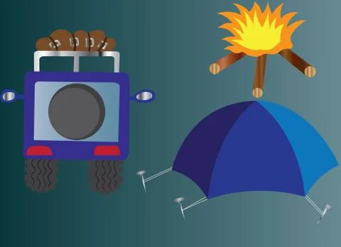 Camping expedition 1 Stock Illustration
