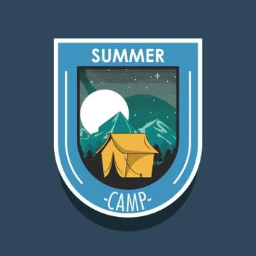 Camping explore summer patch emblem Stock Illustration