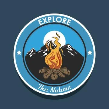 Camping explore summer patch emblem Stock Illustration