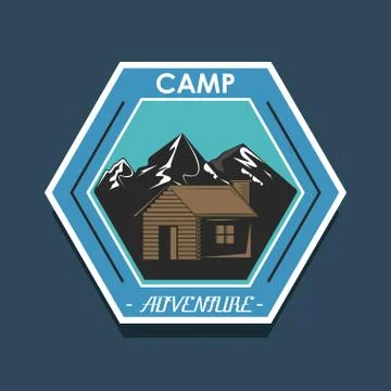 Camping explore summer patch emblem Stock Illustration