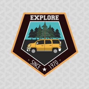 Camping explore summer patch emblem Stock Illustration
