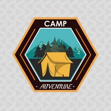 Camping explore summer patch emblem Stock Illustration