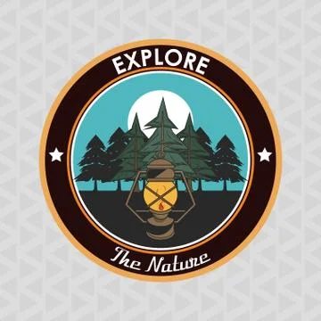 Camping explore summer patch emblem Stock Illustration
