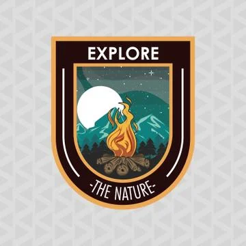 Camping explore summer patch emblem Stock Illustration