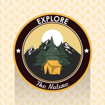 Camping explore summer patch emblem Stock Illustration