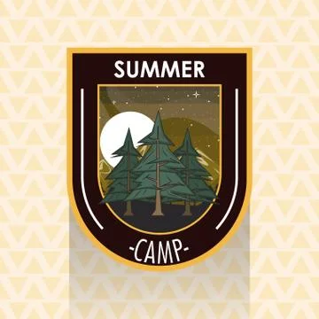 Camping explore summer patch emblem Stock Illustration