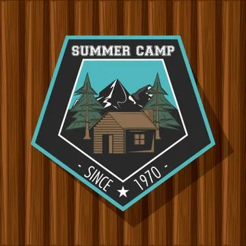 Camping explore summer patch emblem Stock Illustration