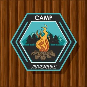Camping explore summer patch emblem Stock Illustration
