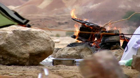 Camping Fire 1 Stock Footage 664098