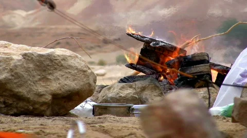 Camping Fire 2 Stock Footage 665272