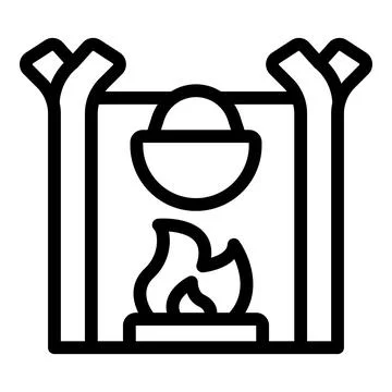 Camping fire boiling icon outline vector. Adventure path Stock Illustration