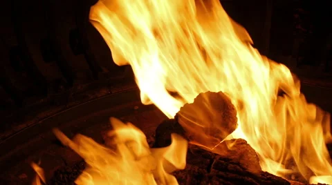 Camping fire at night close up Stock Footage 49675434