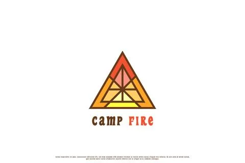 Camping fire vacation logo design illustration. Stock Illustration