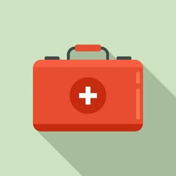 Camping first aid kit icon, flat style Stock Illustration