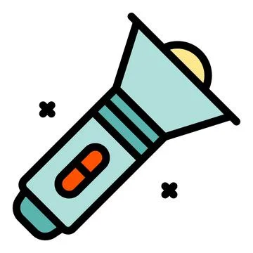 Camping flashlight icon vector flat 스톡 일러스트
