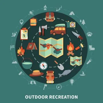 Camping flat composition Stock Illustration