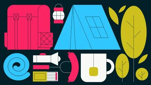 Camping Flat Concept Illustration Stock Illustration