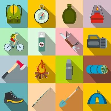 Camping flat icons Ilustración de archivo