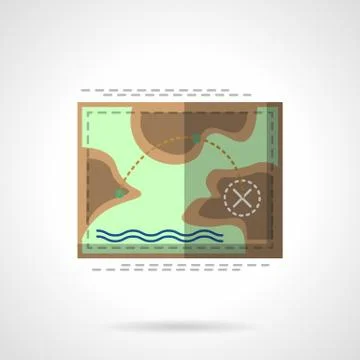 Camping flat vector icon. Trekking map Stock Illustration