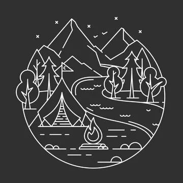 Camping in a forest. Stock Illustration