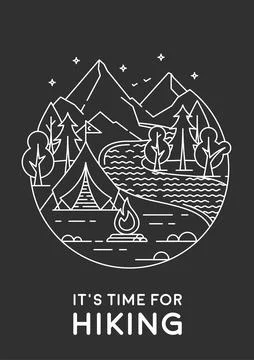 Camping in a forest. Stock Illustration