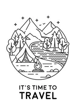 Camping in a forest. Stock Illustration