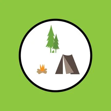 Camping in the forest Stock Illustration