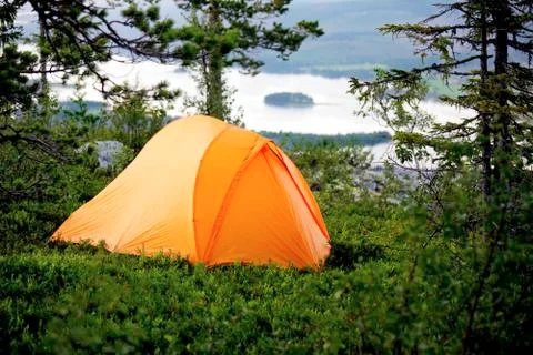Camping in the forest Stock Photos