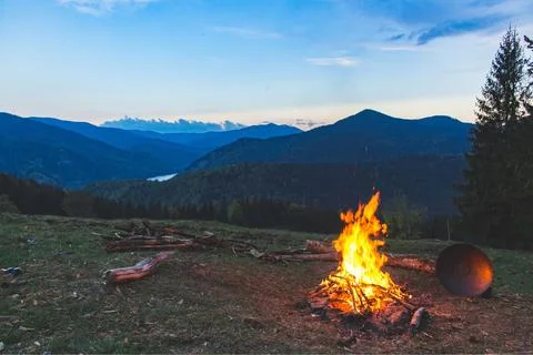Camping in the forest Stock Photos