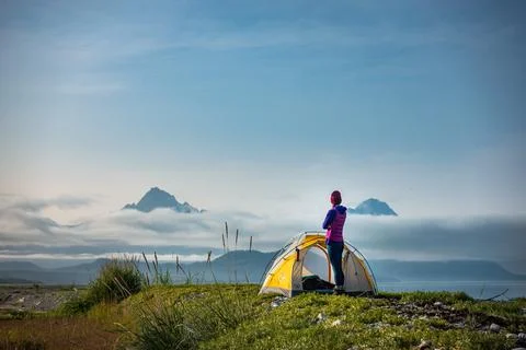 Camping in Glacier Bay National Park, Alaska Stock Photos