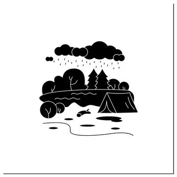 Camping glyph icon Illustrazione stock