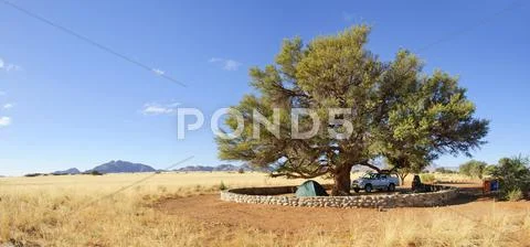Camping Ground At Sesriem Canyon, Republic Of Namibia, Africa