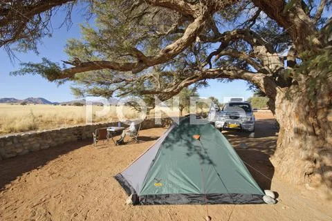 Camping Ground At Sesriem Canyon, Republic Of Namibia, Africa