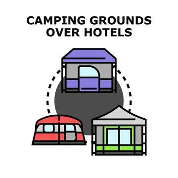 Camping grounds for active adventure and outdoor recreation Stock Illustration