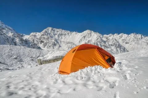Camping in himalayas Stock Photos