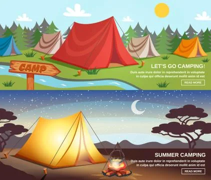 Camping Horizontal Banners Illustrazione stock