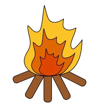 Camping Hot burning Bonfire. Vector Simple Flat icon Stock Illustration