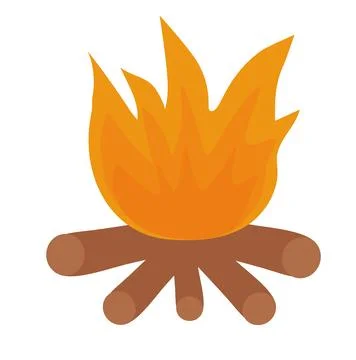 Camping Hot burning Bonfire. Vector Flat icon, sticker, illustration, logo. Stock Illustration