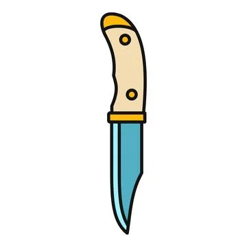 Camping hunter knife with beige handle outdoors tool concept Illustration
