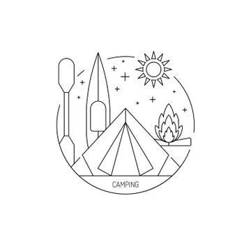 Camping icon outline Stock Illustration