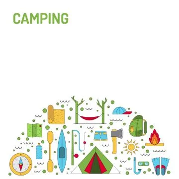 Camping icon outline Stock Illustration