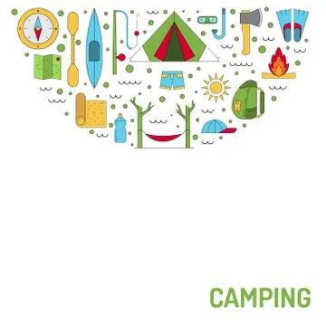 Camping icon outline Stock Illustration