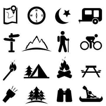 Camping icon set Stock Illustration