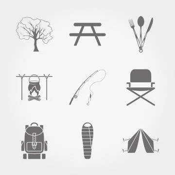 Camping icon set. Stock Illustration